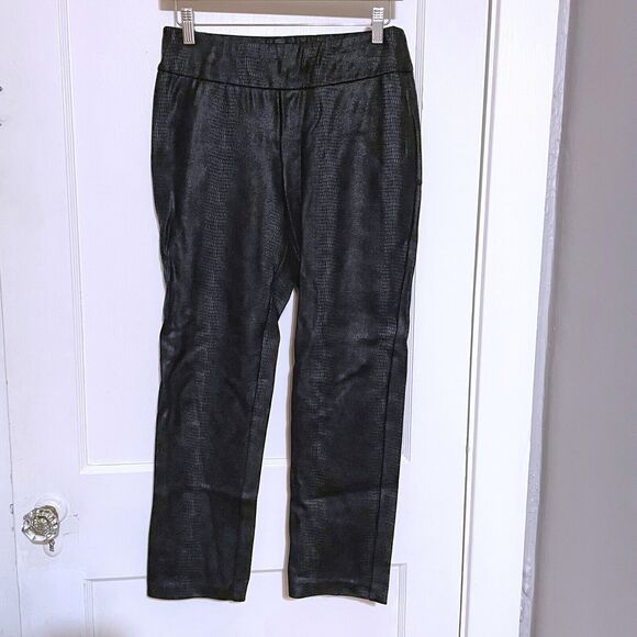 Soft Surroundings Charlize Ponte Pants Black Foil Python Snake Sz Small Pull On - Picture 1 of 6